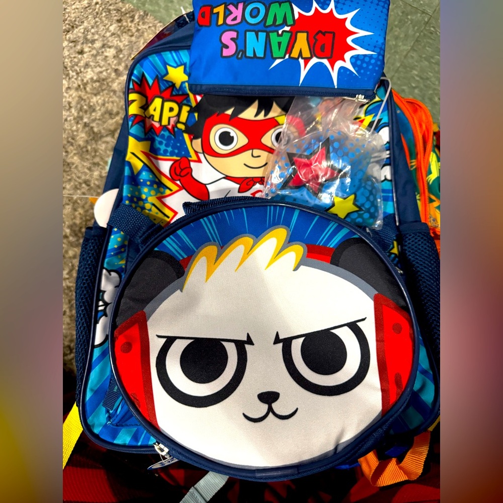 Kids Ryans World 16" School Backpack  Lunchbox Bag  Pencil Case Navy